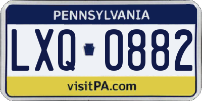 PA license plate LXQ0882