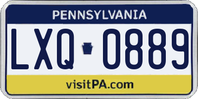 PA license plate LXQ0889