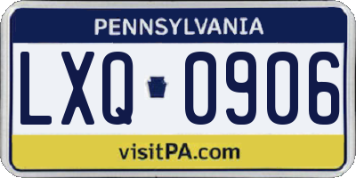 PA license plate LXQ0906