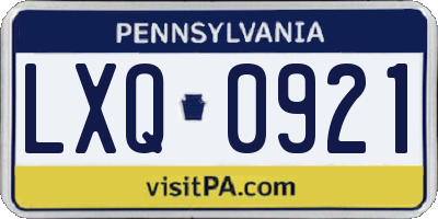 PA license plate LXQ0921