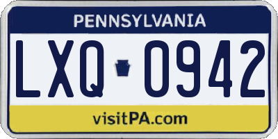 PA license plate LXQ0942