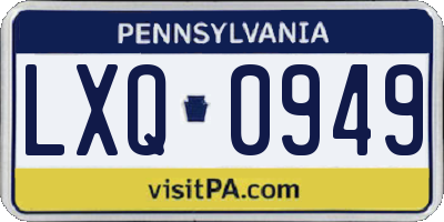 PA license plate LXQ0949