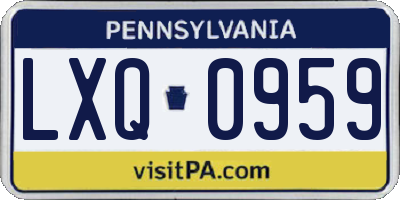 PA license plate LXQ0959