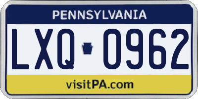 PA license plate LXQ0962