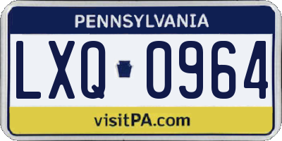 PA license plate LXQ0964