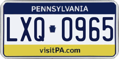 PA license plate LXQ0965
