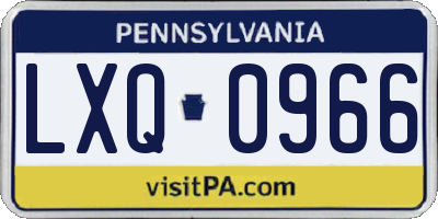 PA license plate LXQ0966