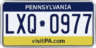 PA license plate LXQ0977