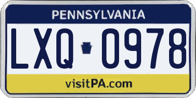 PA license plate LXQ0978