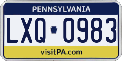 PA license plate LXQ0983