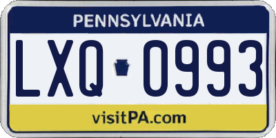 PA license plate LXQ0993