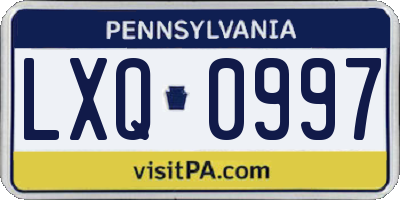 PA license plate LXQ0997