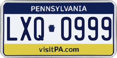 PA license plate LXQ0999