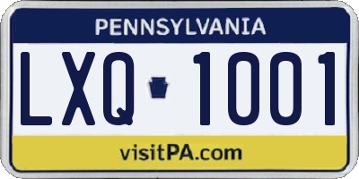 PA license plate LXQ1001