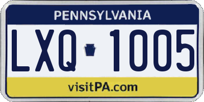 PA license plate LXQ1005