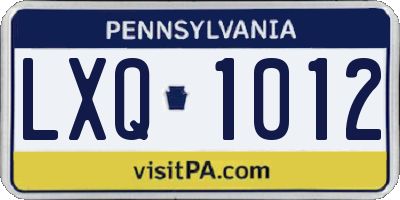 PA license plate LXQ1012