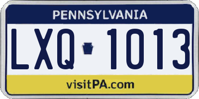 PA license plate LXQ1013