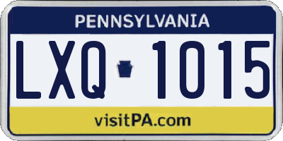 PA license plate LXQ1015