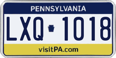 PA license plate LXQ1018