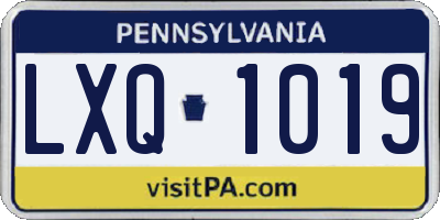 PA license plate LXQ1019