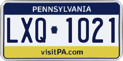 PA license plate LXQ1021