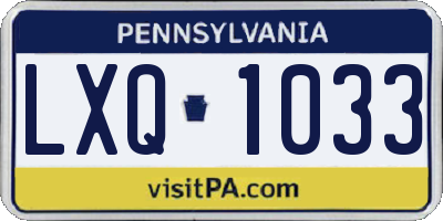 PA license plate LXQ1033