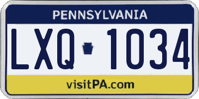 PA license plate LXQ1034