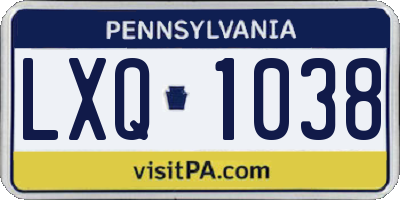 PA license plate LXQ1038