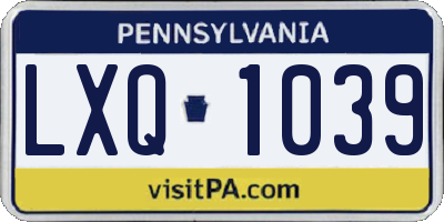 PA license plate LXQ1039