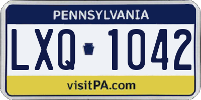 PA license plate LXQ1042