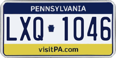 PA license plate LXQ1046