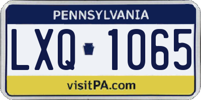 PA license plate LXQ1065