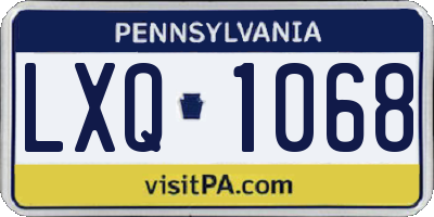 PA license plate LXQ1068