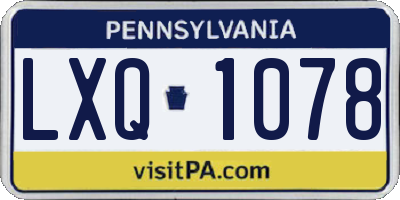 PA license plate LXQ1078