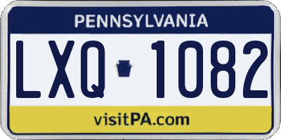 PA license plate LXQ1082