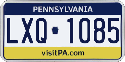 PA license plate LXQ1085