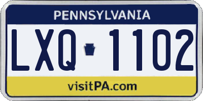 PA license plate LXQ1102