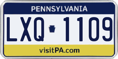 PA license plate LXQ1109