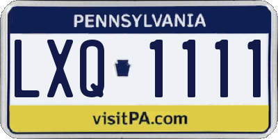 PA license plate LXQ1111