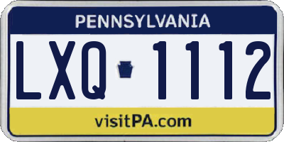 PA license plate LXQ1112