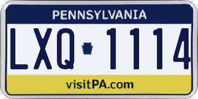 PA license plate LXQ1114