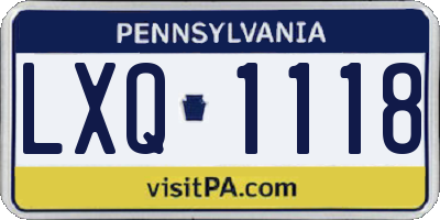 PA license plate LXQ1118