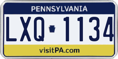 PA license plate LXQ1134