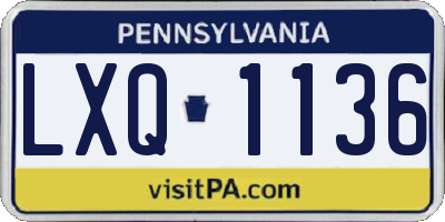 PA license plate LXQ1136