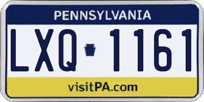 PA license plate LXQ1161