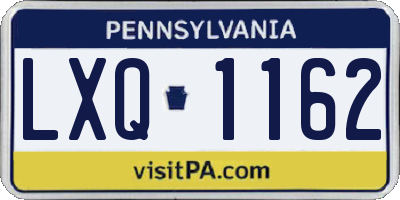 PA license plate LXQ1162