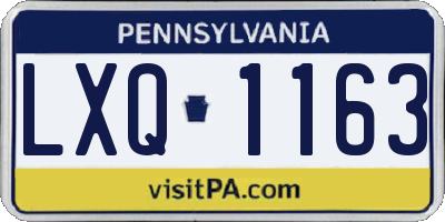 PA license plate LXQ1163