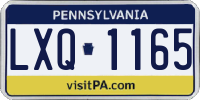 PA license plate LXQ1165