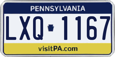 PA license plate LXQ1167
