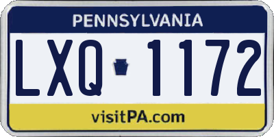 PA license plate LXQ1172